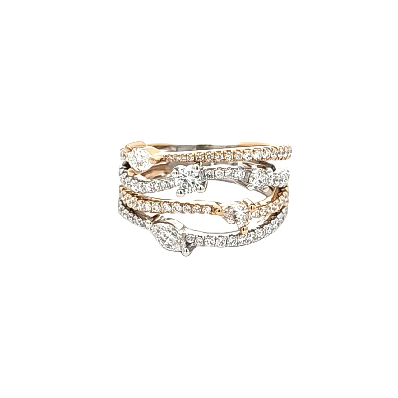 14K Two Tone Gold Four Layer Diamond Ring | Shin Brothers