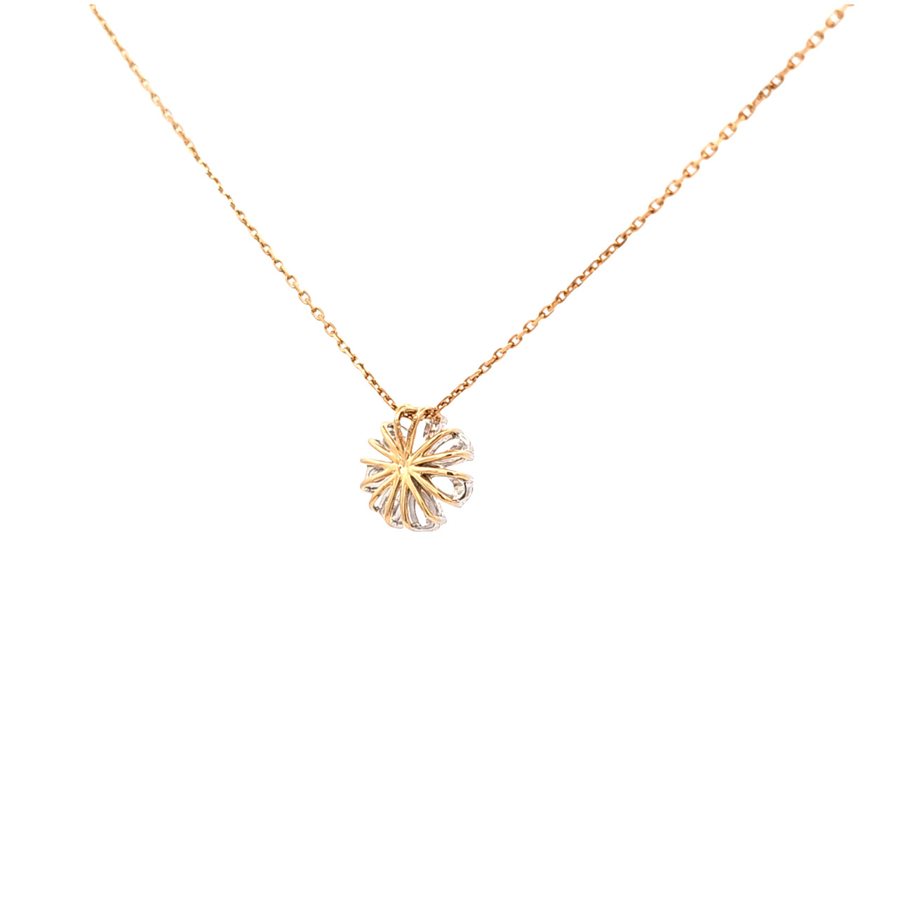 14K Yellow Gold Lab Grown Diamond Flower Necklace | Shin