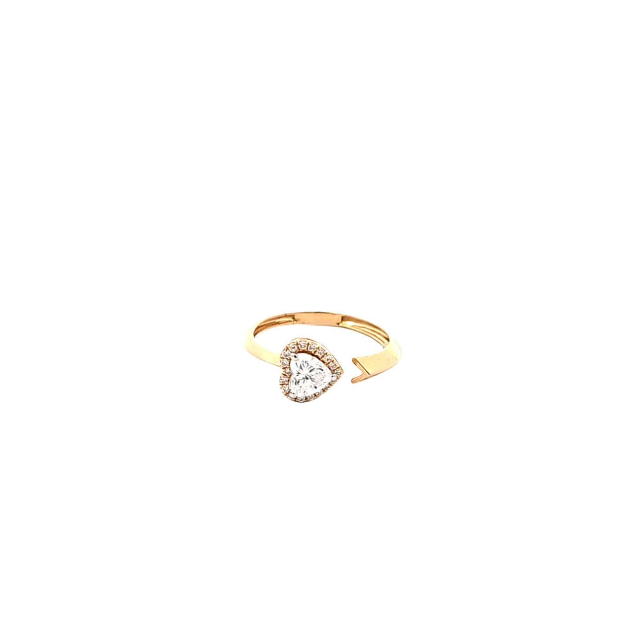 14K Yellow Gold Heart Shaped Diamond Ring - 0.05 Carat Round Cut, HI Color I1/I2 Clarity, Resizable