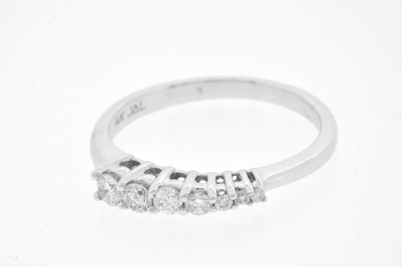 14K White Gold Diamond Journey Ring | Shin Brothers Jewelers  14k WG/Silver Cross Over Journey Diamond Ring sz 7 main image 0