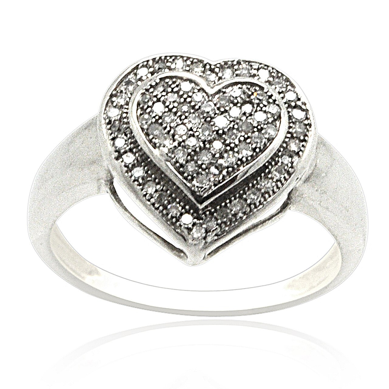 14K White Gold Diamond Heart Ring | Shin Brothers Jewelers Inc.