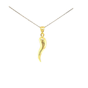 14K Yellow Gold Italian Horn Charm 
