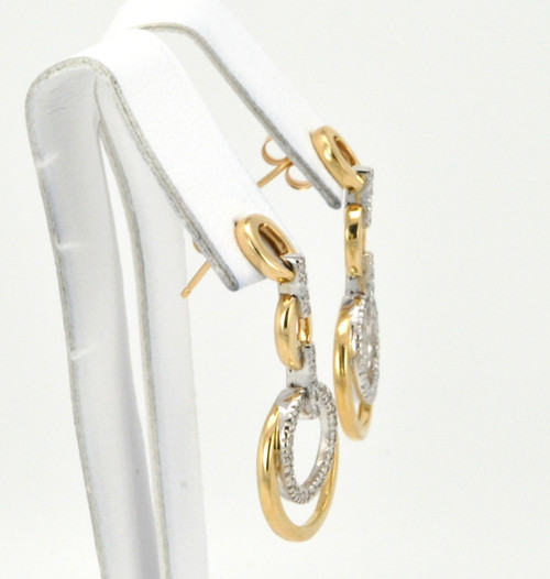 14K Two Tone Gold Diamond Hanging Circle Earrings 41060562 | Shin Brothers* 14K Two Tone Gold Diamond Hanging Circle Earrings 41060562 | Shin Brothers*