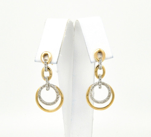 14K Two Tone Gold Diamond Hanging Circle Earrings 41060562 | Shin Brothers*