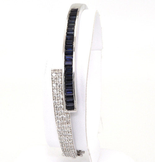 21000218 14K White Gold Sapphire & Diamond Bangle