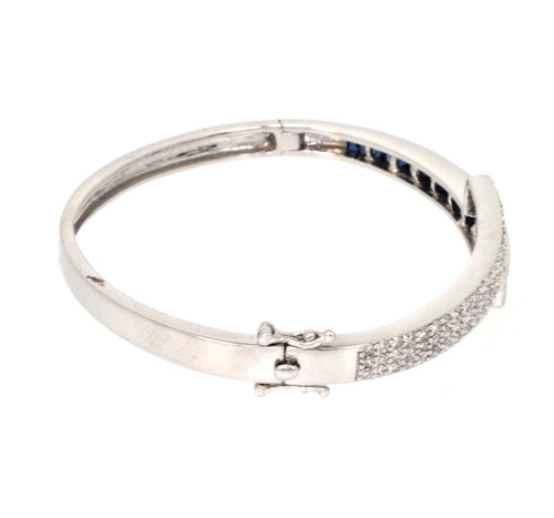 21000218 14K White Gold Sapphire & Diamond Bangle