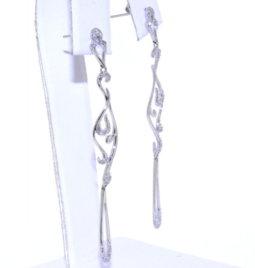 14K White Gold Diamond Hanging Earrings 41060612 | Shin Brothers* 14K White Gold Diamond Hanging Earrings 41060612 | Shin Brothers*