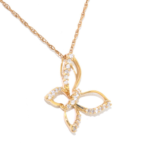 14K Yellow Gold Diamond Butterfly Slide Charm 51001601 | Shin Brothers* 14K Yellow Gold Diamond Butterfly Slide Charm 51001601 | Shin Brothers*