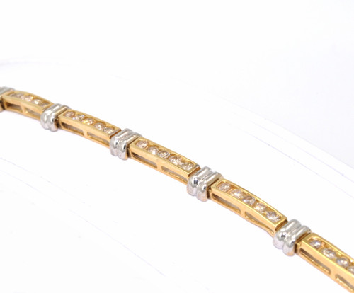 14K Two Tone Gold 7" 1.75ct Diamond Bracelet 21000227 | Shin Brothers*
