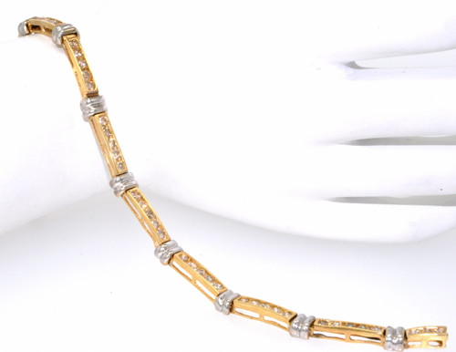 14K Two Tone Gold 7" 1.75ct Diamond Bracelet 21000227 | Shin Brothers*