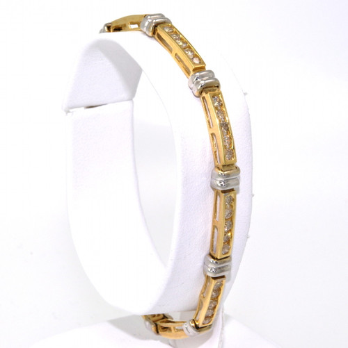 14K Two Tone Gold 7" 1.75ct Diamond Bracelet 21000227 | Shin Brothers*