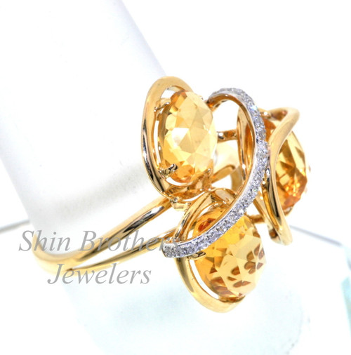 14K Yellow Gold Diamond and Citrine Ring 12002208  | Shin Brothers* 