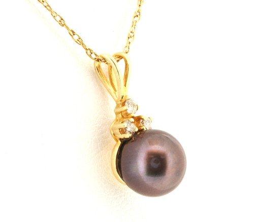 14K Yellow Gold Black Pearl and Diamond Charm 52001510**