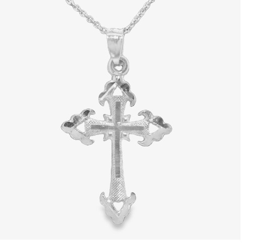 14K White Gold Cross Charm 50001640 | Shin Brothers**