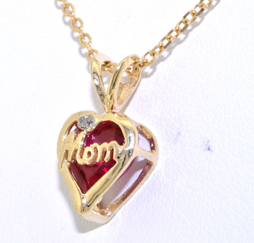 10K Yellow Gold Synthetic Red Diamond Mom Charm 52001578 10K Yellow Gold Synthetic Red Diamond Mom Charm 52001578