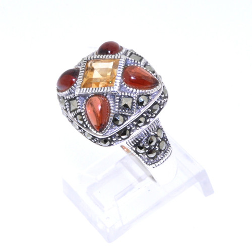 Sterling Silver Marcasite/Garnet/Citrine Ring 81010256 Sterling Silver Marcasite/Garnet/Citrine Ring 81010256