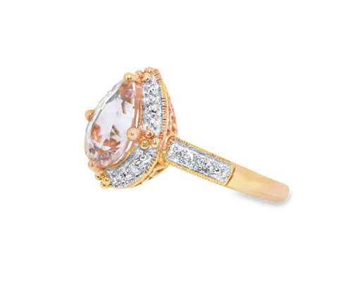 14K Yellow Gold Morganite and Diamond Ring 12002276 | Shin Brothers** 