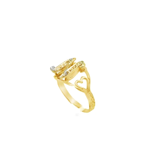 14K Two Tone Gold Diamond Size 5.5 Initial "N" Ring 11002169  | Shin Brothers* 