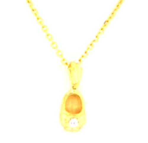 14K Yellow Gold Synthetic Blue Topaz Baby Shoe Pendant 52000494 