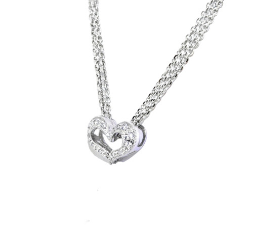 14K White Gold 18" Diamond Heart & Infinity Triple Chain Necklace 51000524 | Shin Brothers*