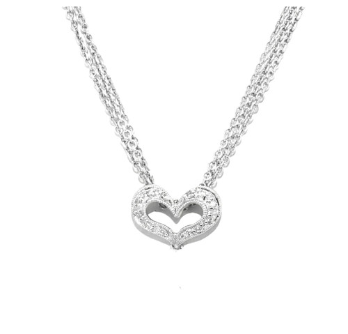 14K White Gold 18" Diamond Heart & Infinity Triple Chain Necklace 51000524 | Shin Brothers*