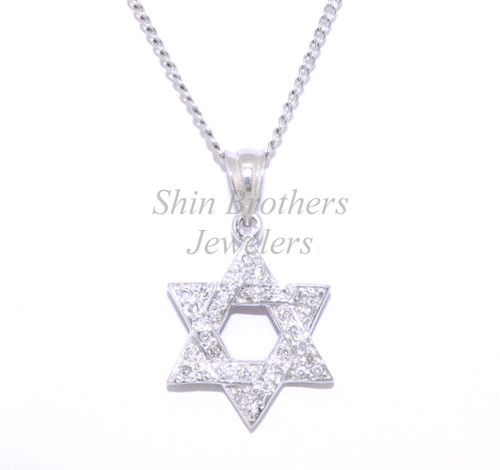 14K White Gold Diamond Star of David Charm 51001688 | Shin Brothers*  14K White Gold Diamond Star of David Charm 51001688 | Shin Brothers*