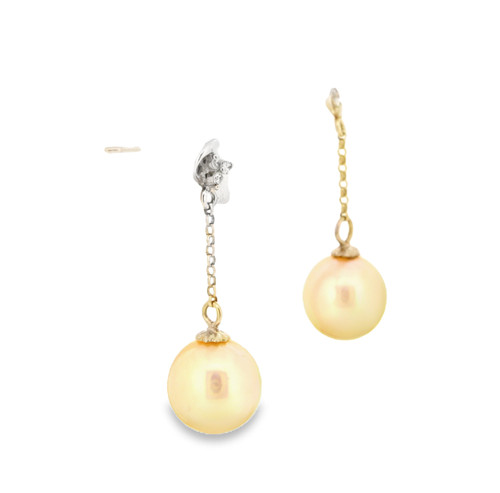 14K White Gold Pearl and Cz Dangle Earrings 42002506** 14K White Gold Pearl and Cz Dangle Earrings 42002506**