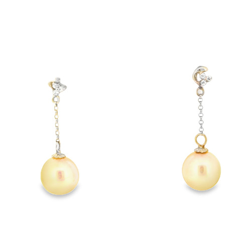 14K White Gold Pearl and Cz Dangle Earrings 42002506**