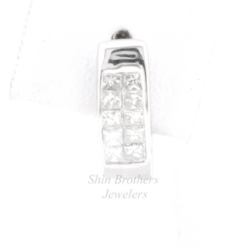 One 14K White Gold Invisible Set Diamond  single earring 41002003 | Shin Brothers* 