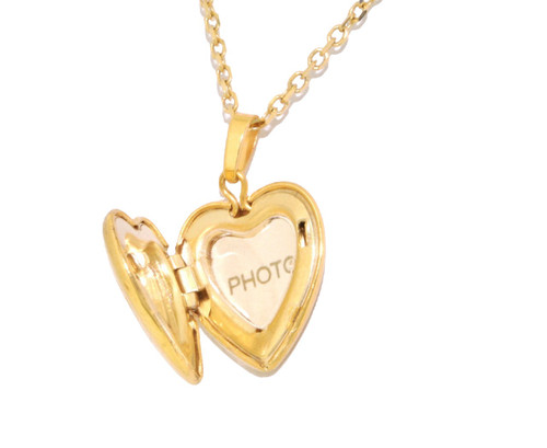 14K Yellow Gold CZ Diamond Cut Heart Shape Locket Pendant 52001727 | Shin Brothers* 