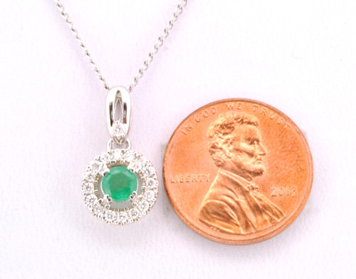 14K White Gold Diamond and Emerald Circular Charm 52001723