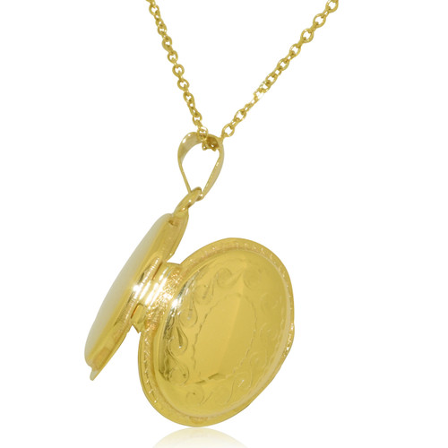 14K Yellow Gold Diamond Cut Oval Locket Pendant | Shin Brothers*  50003055