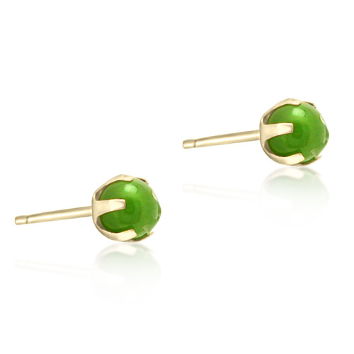 14K Yellow Gold Green Jade Stud Earrings 42001121 | Shin Brothers* 14K Yellow Gold Green Jade Stud Earrings 42001121 | Shin Brothers*