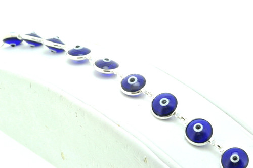 Sterling Silver Dark Blue Evil Eye Bracelet | Shin Brothers Jewelers Inc.