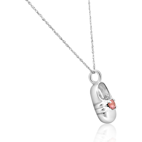 14K White Gold Pink Cubic Zirconia Shoe Charm 14K White Gold Pink Cubic Zirconia Shoe Charm