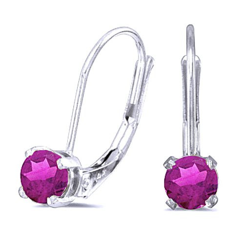 14k White Gold Round Rhodolite Garnet Lever Back Earrings 06  | Shin Brothers* 14k White Gold Round Rhodolite Garnet Lever Back Earrings 06  | Shin Brothers*