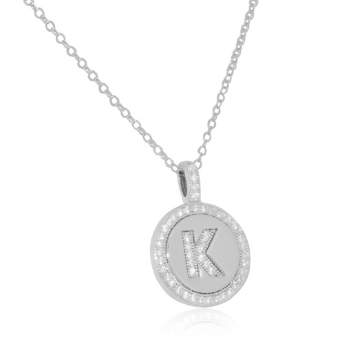 Sterling Silver K Initial Cubic Zirconia Necklace 85210497 Sterling Silver K Initial Cubic Zirconia Necklace 85210497