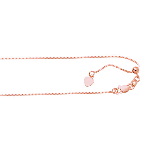 14kt 22-inch Rose Gold 0.7mm Diamond Cut Adjustable Box Chain with Lobster Clasp+ H EarRingt Charm APBOX015-22