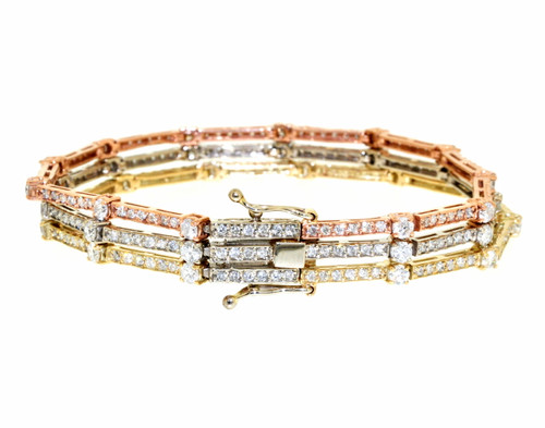 14K Tri-Color Gold 4.48 Carats Diamond Bracelet 21000548 | Shin Brothers* 
