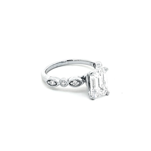 14K White Gold Emerald Cut Lab Grown Diamond Engagement Ring 11005598 