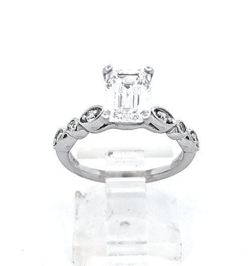 14K White Gold Emerald Cut Lab Grown Diamond Engagement Ring 11005598 