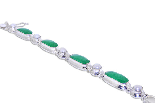 Sterling Silver Jade Bar Pearl Bracelet 82010639 Sterling Silver Jade Bar Pearl Bracelet 82010639