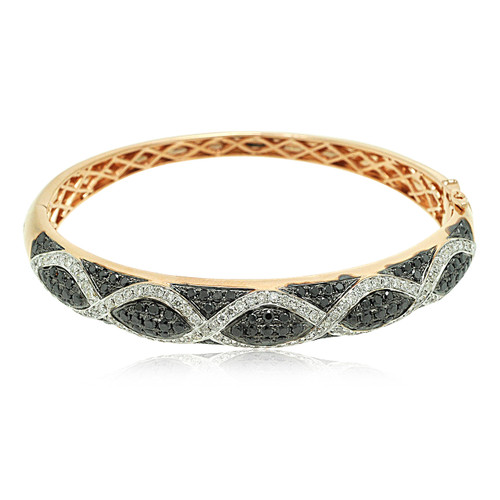 14K Rose Gold Black & White Diamond Patterned Bangle 24000036 | Shin Brothers*