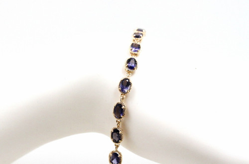 14K Yellow Gold Oval Tanzanite 7.5" Bracelet By Shin Brothers Jewelers Inc.**