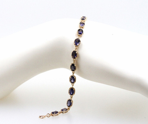14K Yellow Gold Oval Tanzanite 7.5" Bracelet By Shin Brothers Jewelers Inc.**