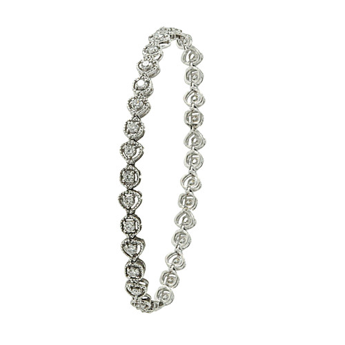14K White Gold Diamond Heart Bracelet 21000645 | Shin Brothers* 