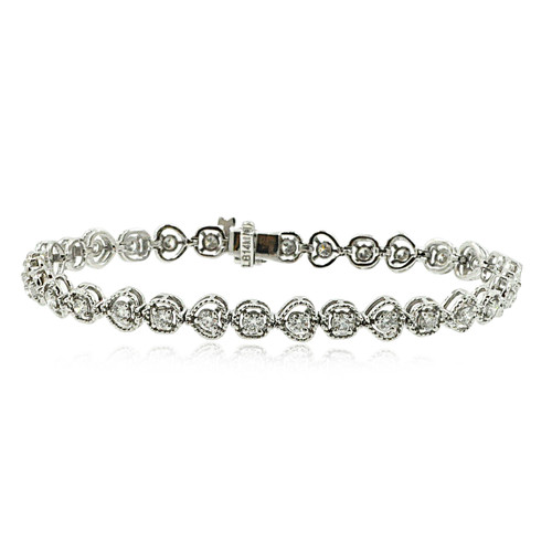 14K White Gold Diamond Heart Bracelet 21000645 | Shin Brothers* 