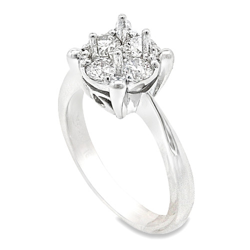 14K White Gold Diamond Cluster Engagement Ring Setting 11006109  By Shin Brothers*