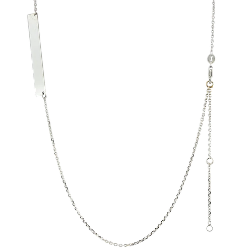 14K White Gold Engravable Bar Necklace 30003411 | Shin Brothers*