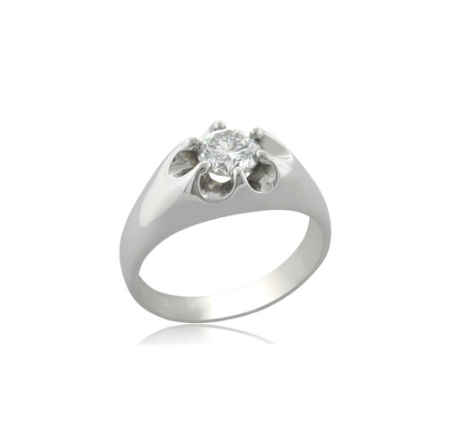 18K White Gold Men's Solitaire Diamond Ring 11006068 | Shin Brothers*